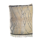 Berber carpet blessed ouarain white and black dug in modern relief, 150x100 cm