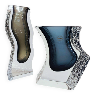 Alessandro Mandruzzato Murano Glass Vases, Hand-Blown, Italy, 1970s