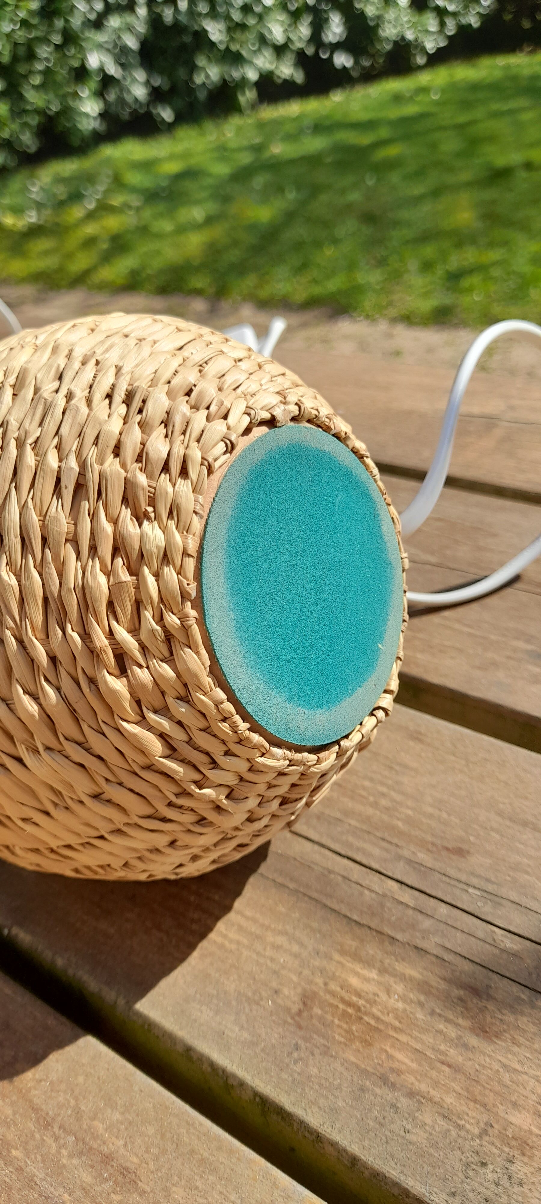 Small lamp to lay foot rattan ball, vintage