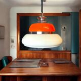 Mid Century Modern orange pull down  lamp