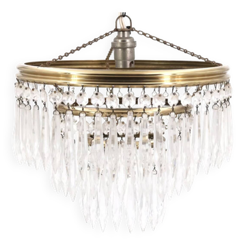 1930s crystal and brass tassel chandelier