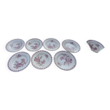 7 assiettes creuses  Gien modèle Chardons rouge diam 23,5 cm fin XIX ème