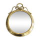 Decorative oval mirror in brass adorned with a large twisted bow.