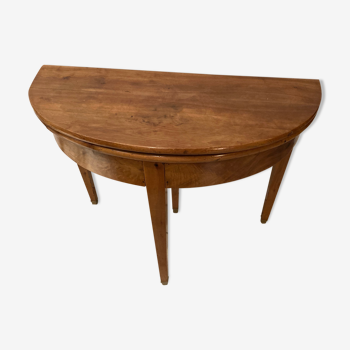 Table demi-lune en merisier et noyer