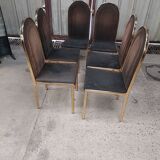 Set of 6 gilded brass chairs from the 1950s