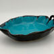 Vintage blue and black enameled ceramic trinket dish - 1960s-1970s