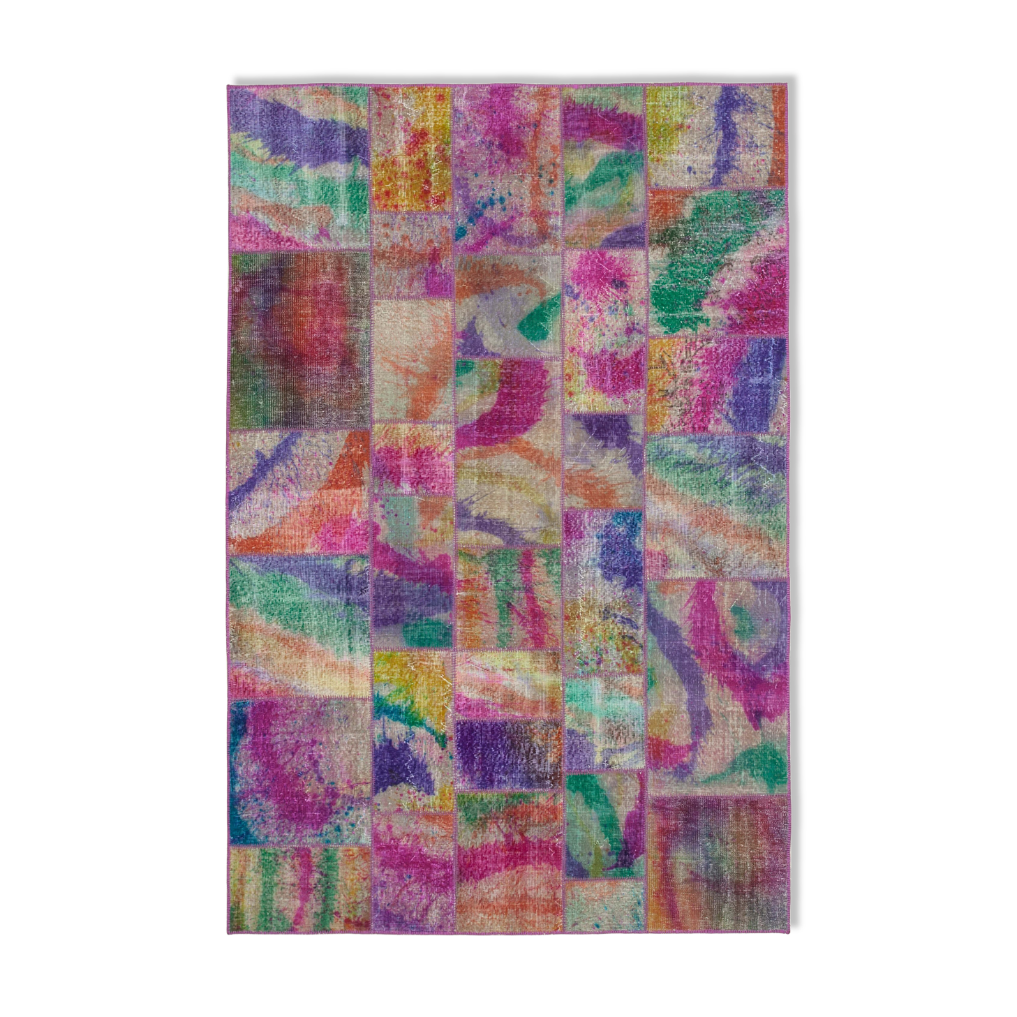 Handmade Turkish Overdyed 200 cm x 300 cm Multicolor Patchwork Carpet