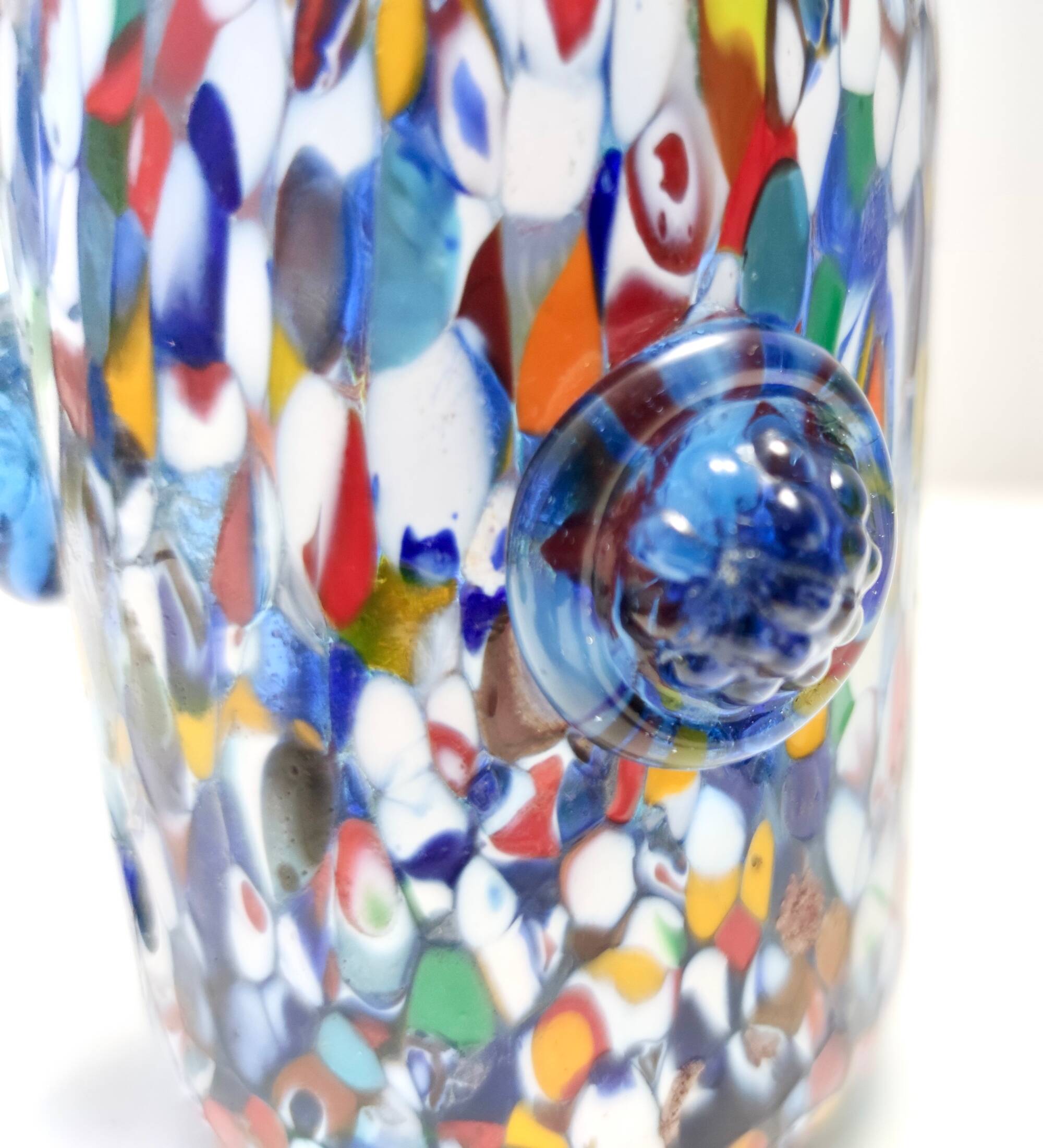 Blue Murano Glass Vase Attributed to Fratelli Toso with Murrines, Italy