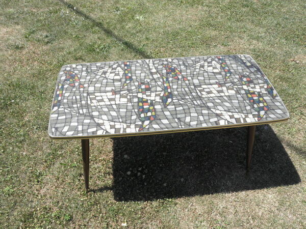 Table basse formica scandinave mosaïque design vintage