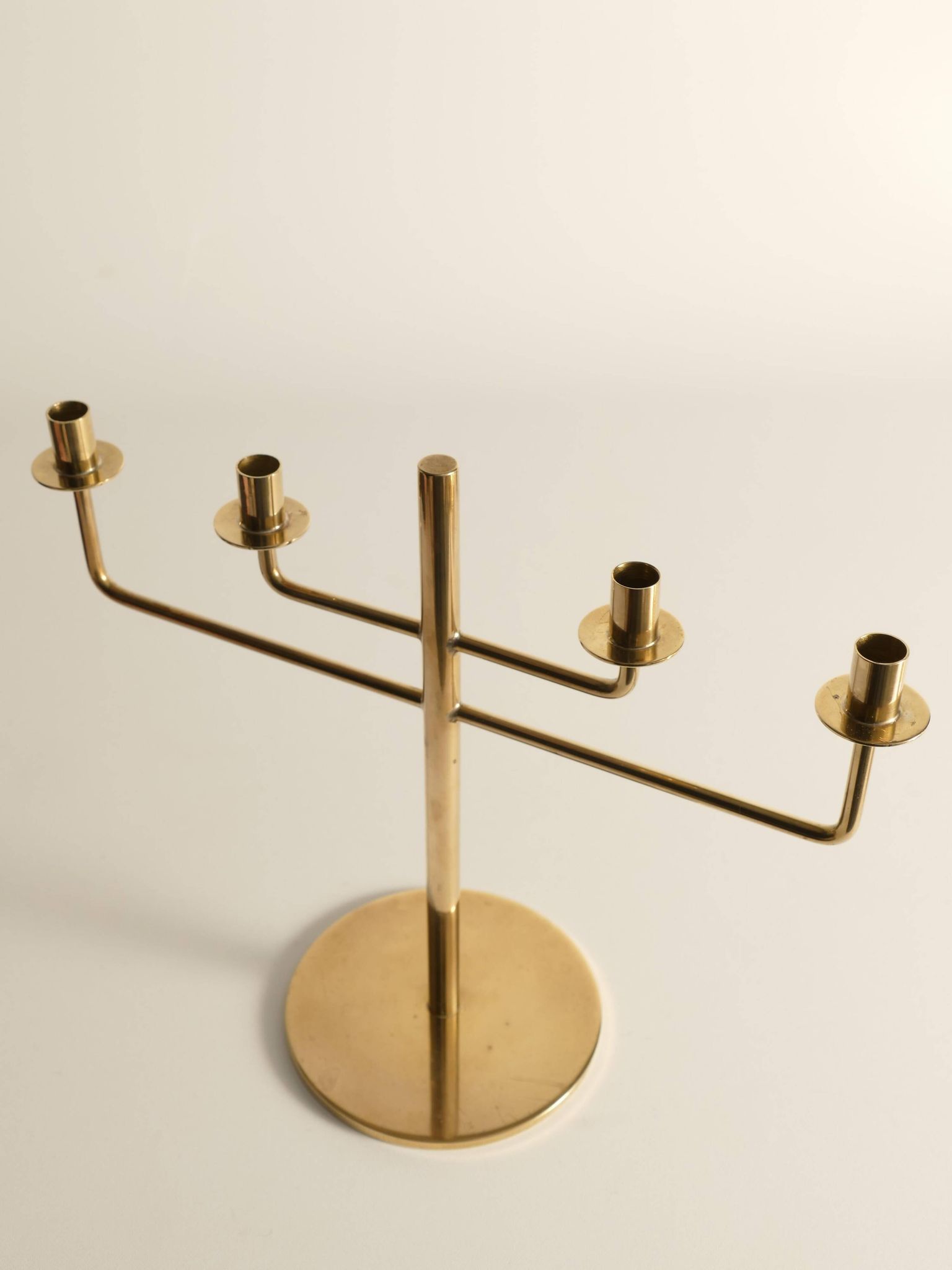 Scandinavian Modern Brass Candelabra by Hans-Agne Jakobsson, Markaryd, 1960s