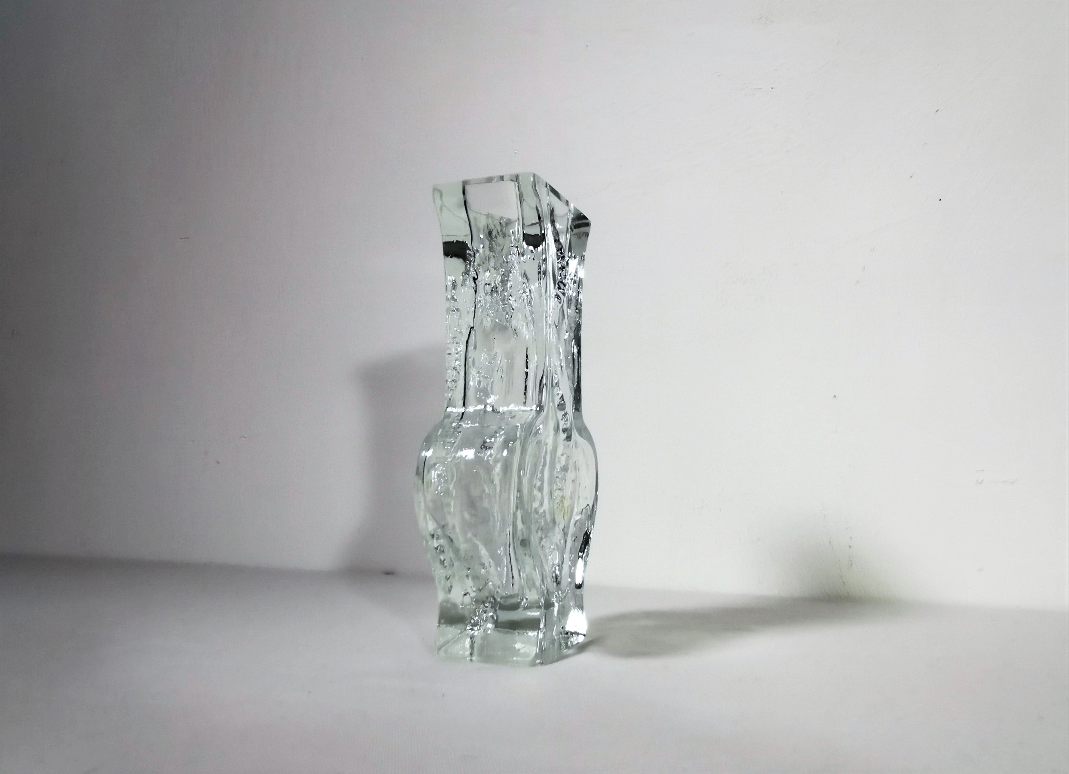 Textured Glass Vase by Ingrid Glashutte 1970's