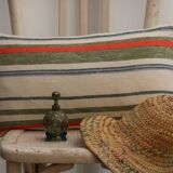 Striped linen cushion