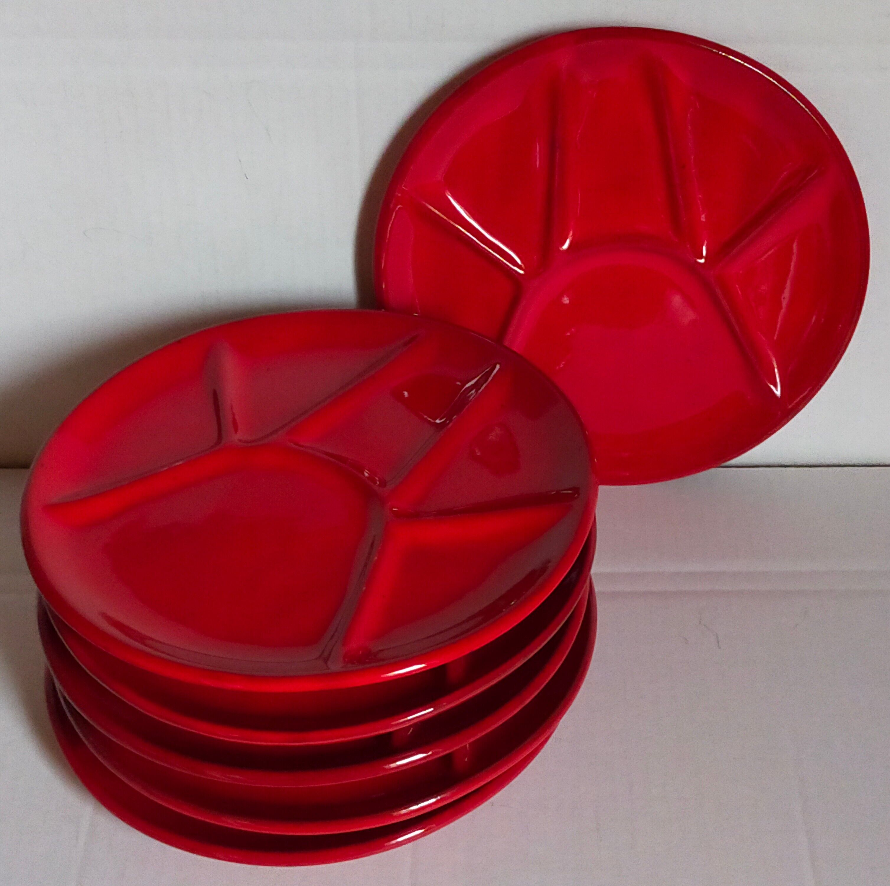 Six ceramic plates with vintage compartments