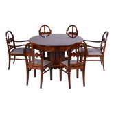 Ensemble de dîner Art Déco en noyer caucasien, années 1920, ensemble de 7 pièces