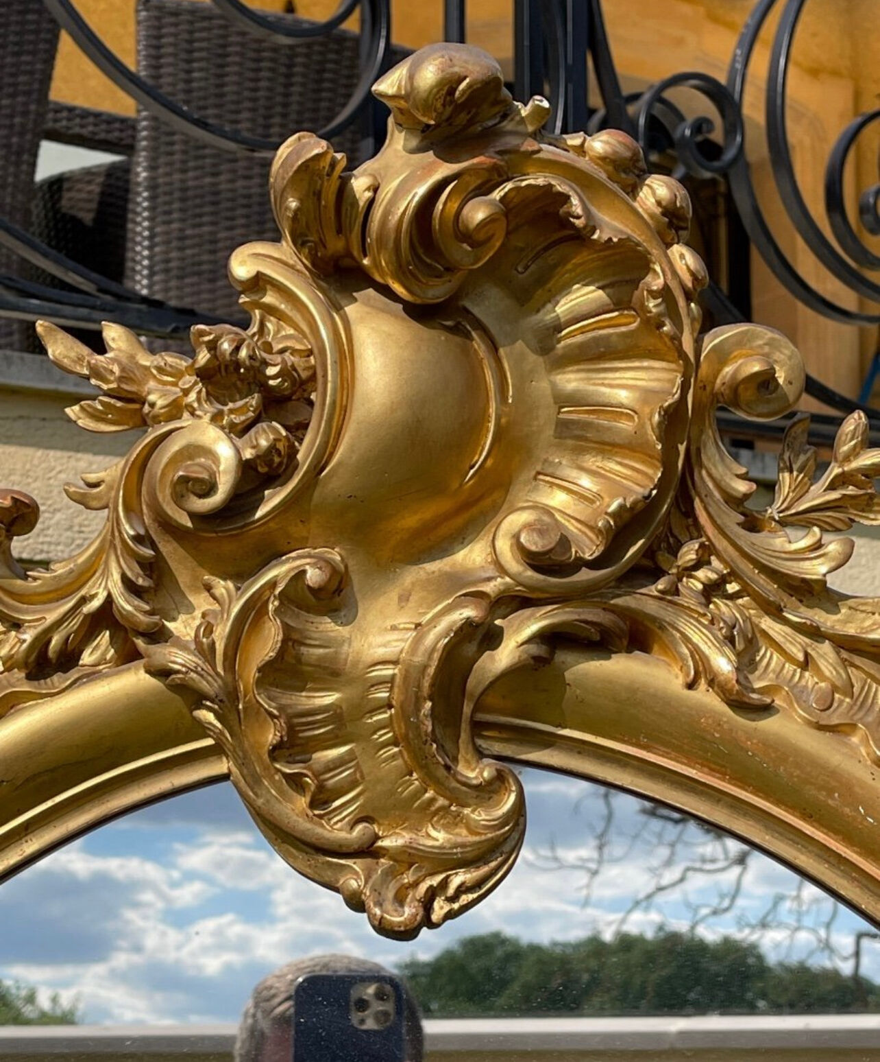 Gold fireplace mirror 184x120cm