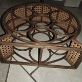 Vintage bottle holder in rattan and cane