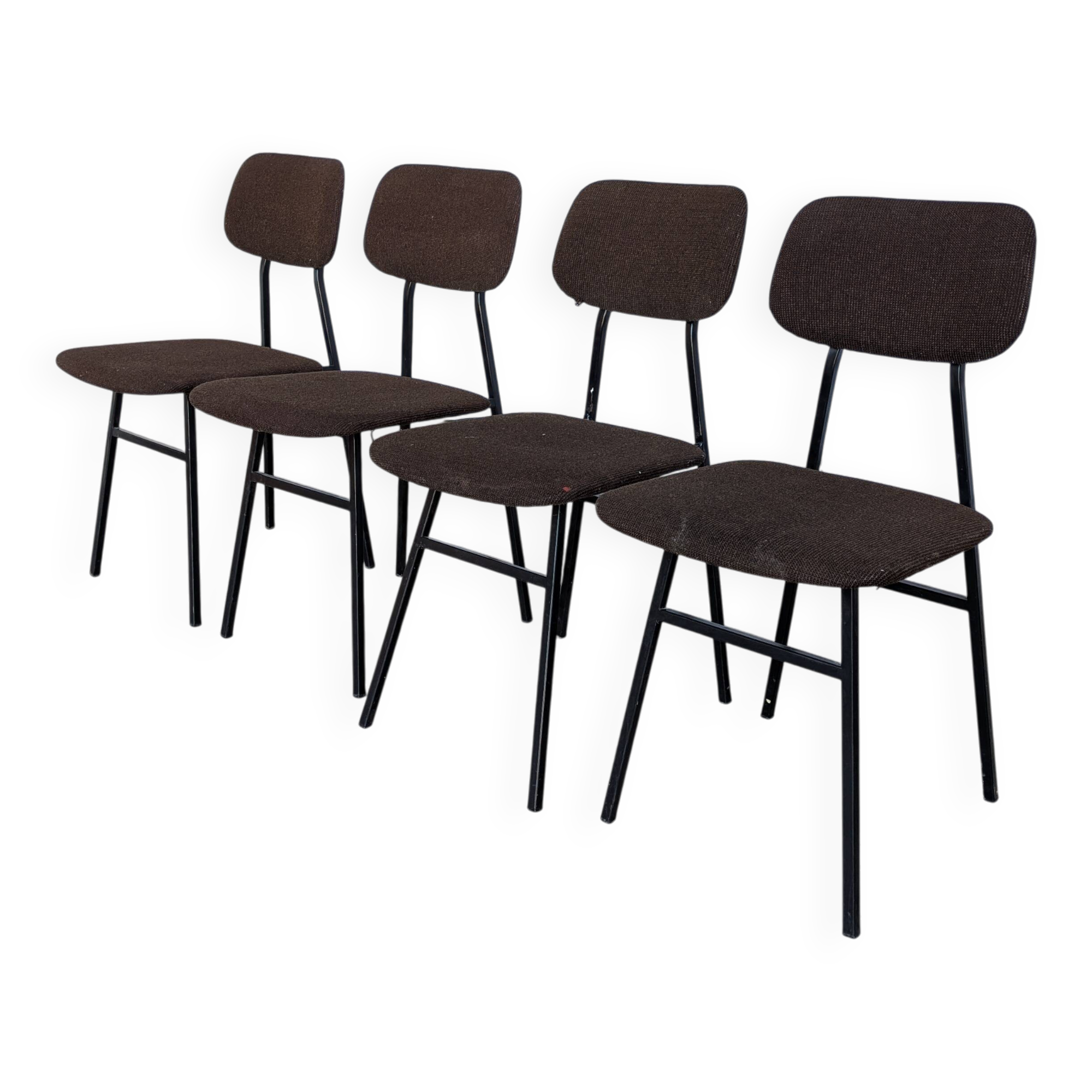 Chaises de salle à manger STOL Kamnik vintage (ensemble de 4) : tissu marron rétro des années 1970