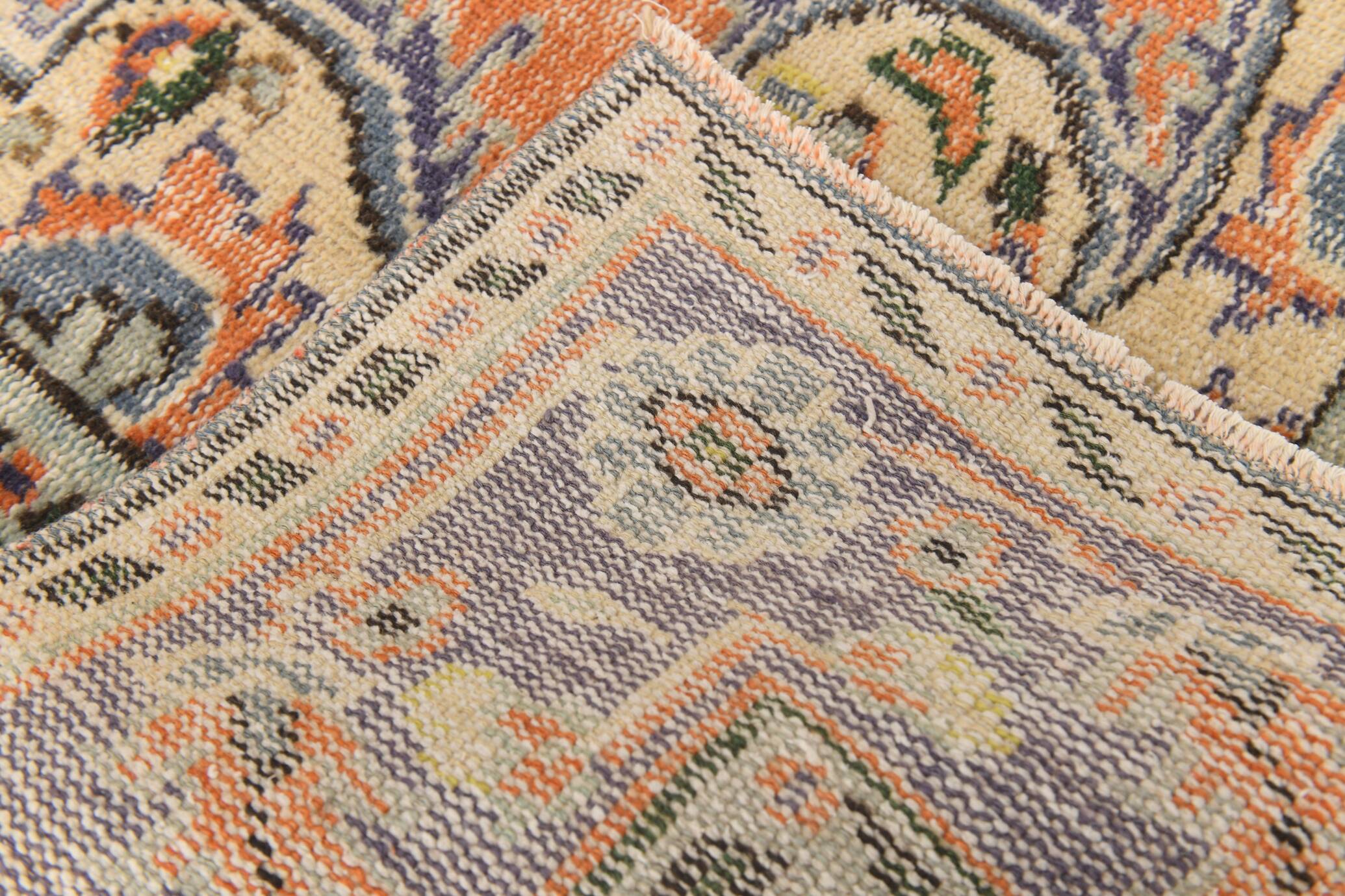 6x9 Orange & Blue Turkish Vintage Rug, 174x279Cm