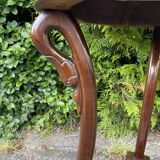 Empire style pedestal table with gooseneck, marble top.