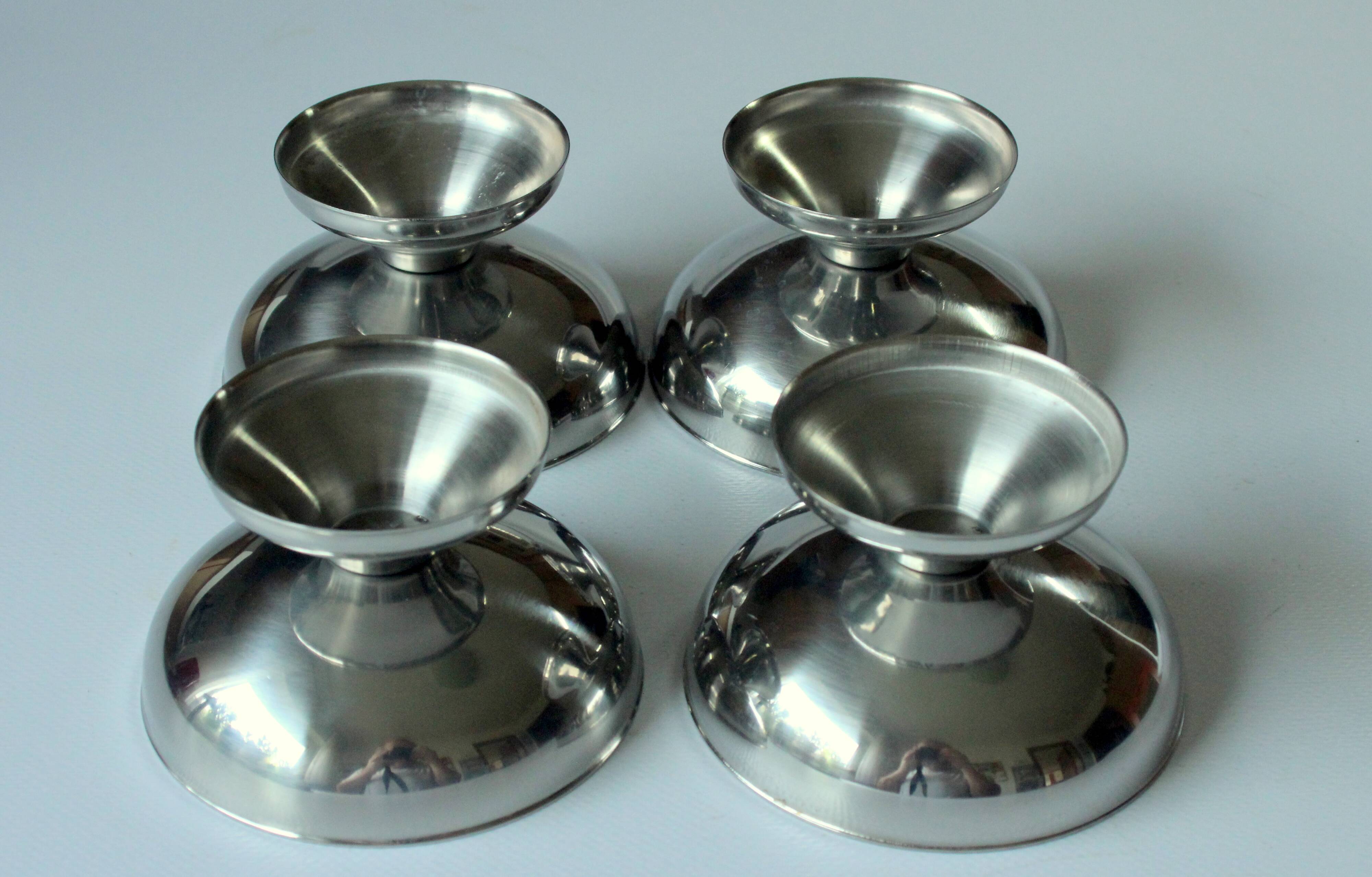 4 coupes à glace WMF/Tischfein - en acier inoxydable - Vintage