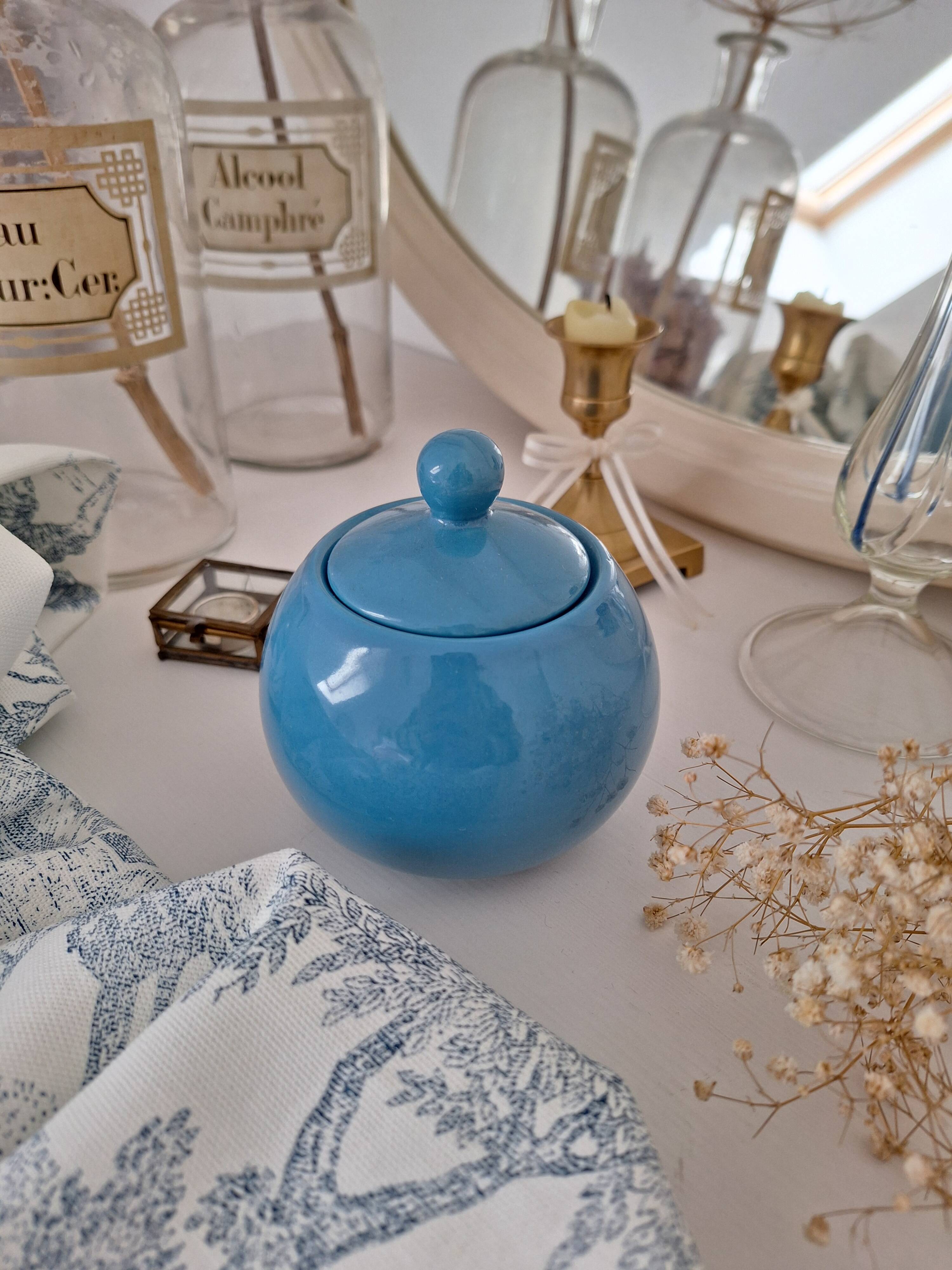 Ceramic pot / Sugar bowl / Blue sweet jar