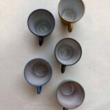 Set of five mugs from a 1960s Scandinavian studio.