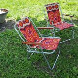 Pair of vintage folding camping chairs 70s