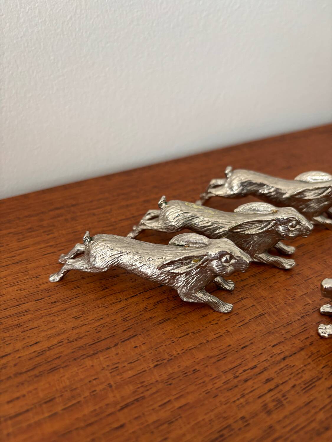 Set of 6 vintage silver-plated knife rests – rabbit shape – style