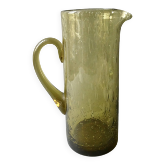 Large bubble glass pitcher from the 70s