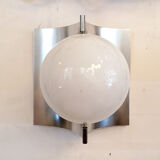 Brushed steel and opaline wall light 1970