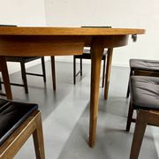 Vintage teak extendable round dining table Scandinavian design 1960s