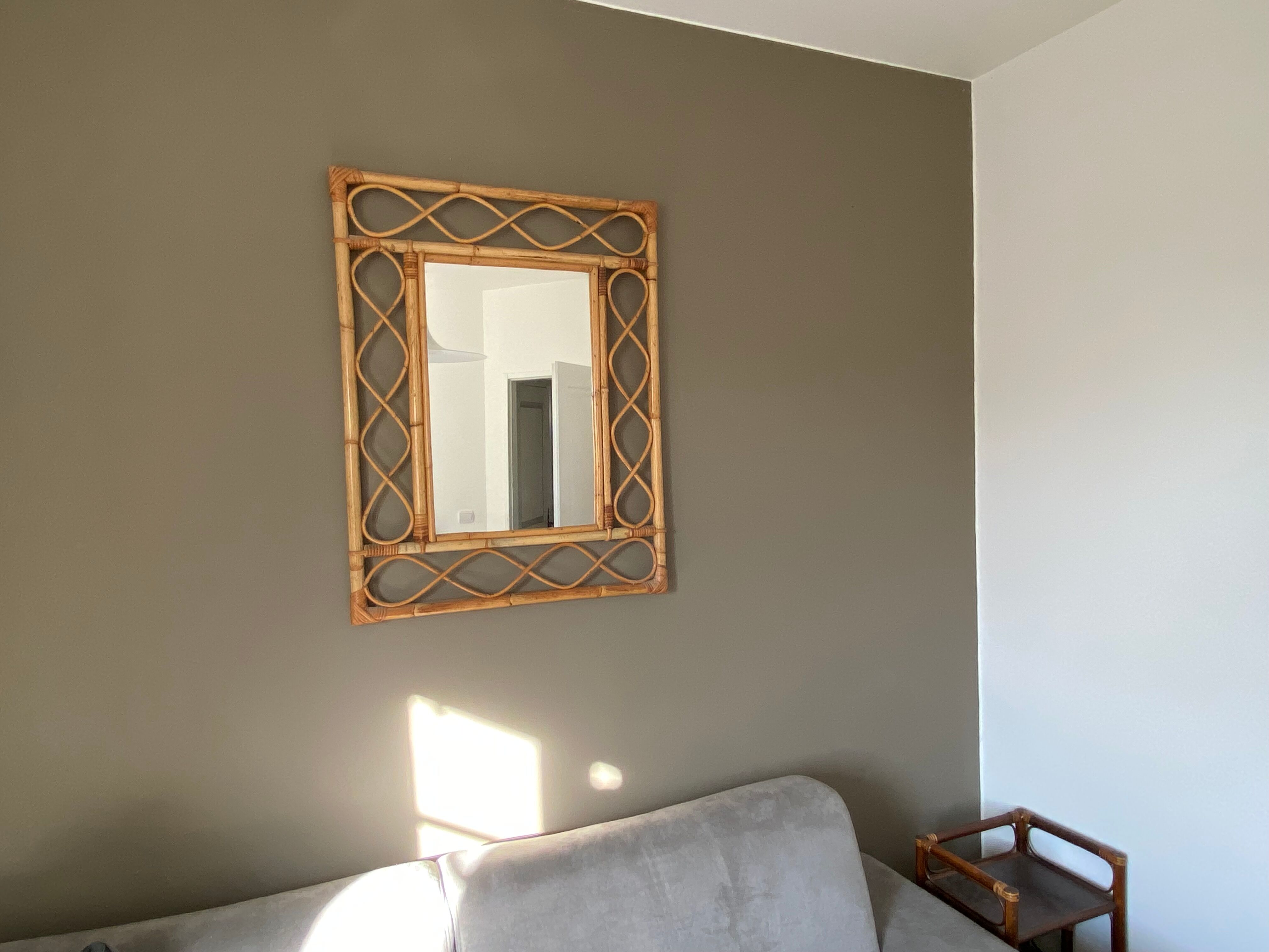Rattan mirror, 1960, 88x66cm