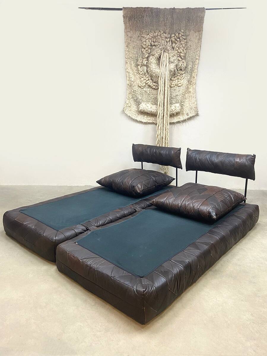 Vintage design leather sofa daybed ‘Patchwork’