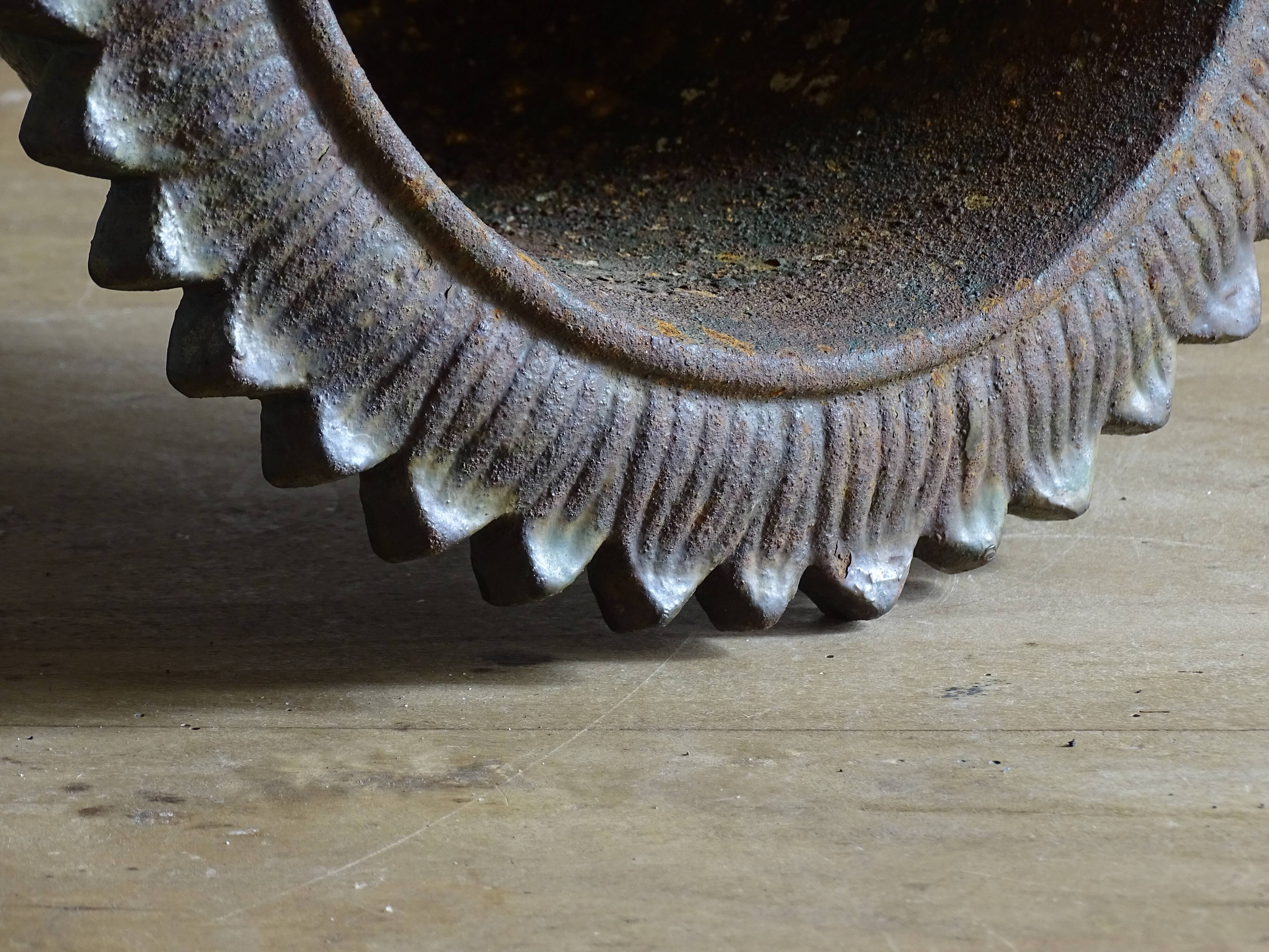 Antique Cast Iron Garden Urn, Campana Form Planter