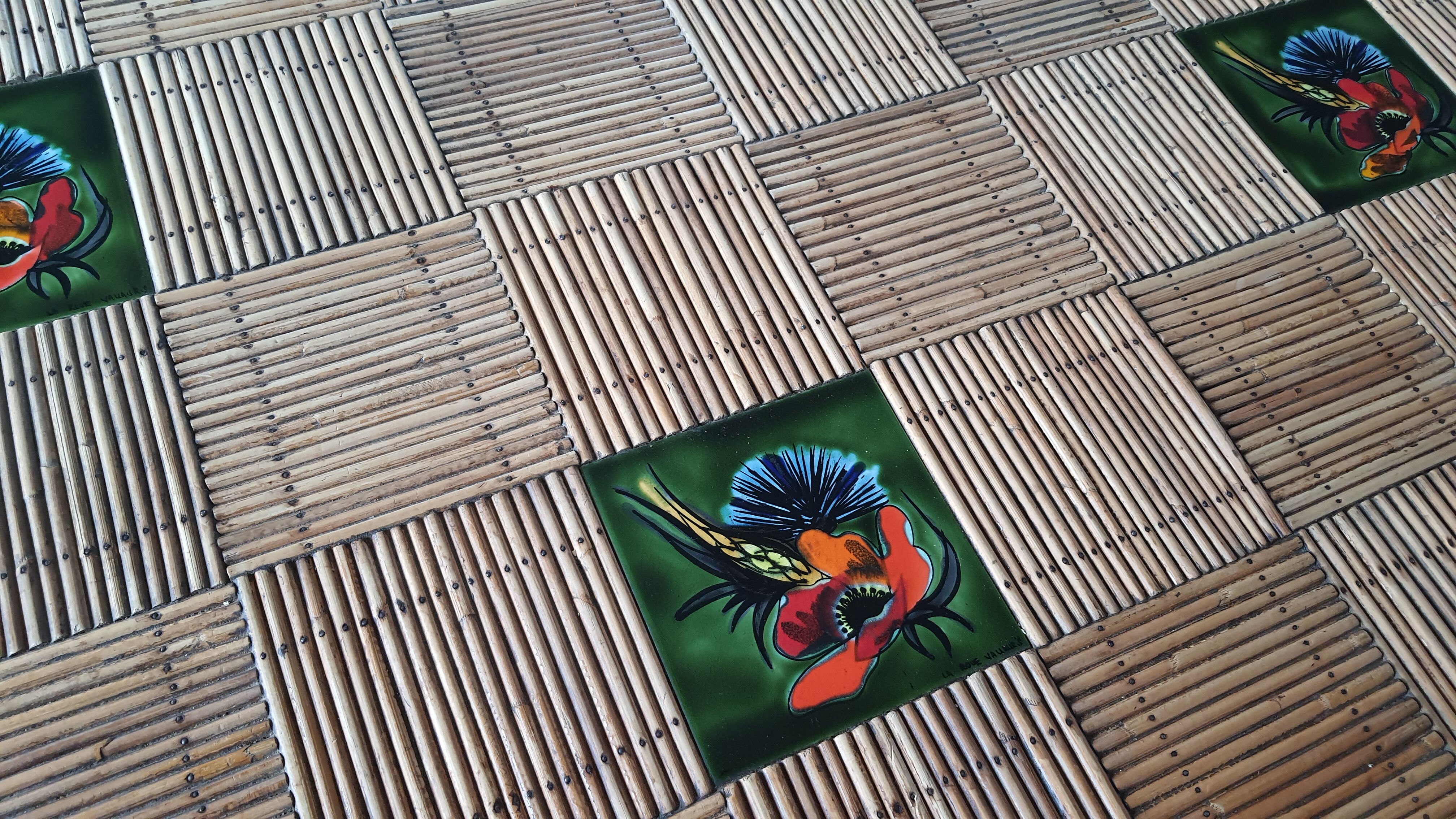 Dining table, bamboo and split rattan