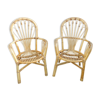 Pair of old rattan chairs