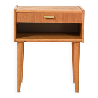 Scandinavian vintage bedside table with brass handle