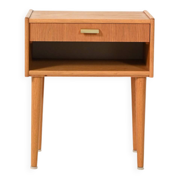 Scandinavian vintage bedside table with brass handle