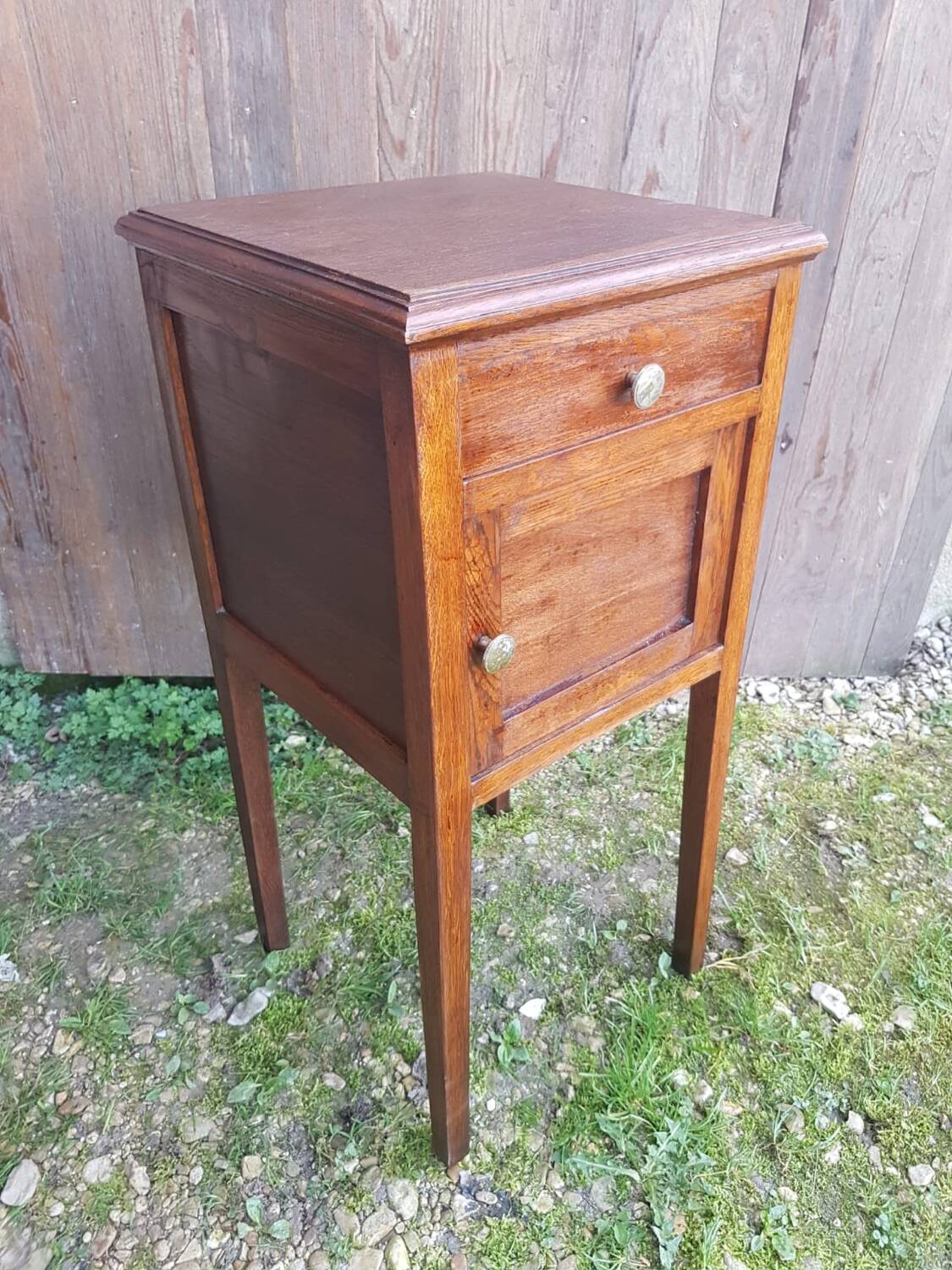 Old bedside table wooden nightstand drawer + case vintage