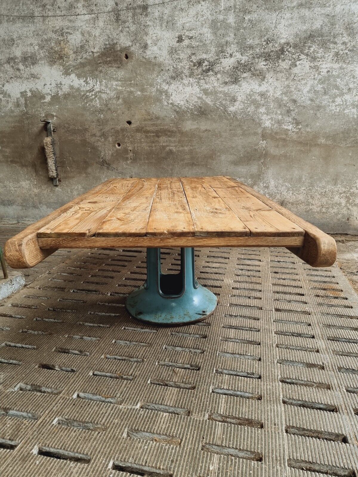Antique dining table XXL on industrial machine leg