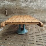 Antique dining table XXL on industrial machine leg