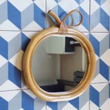 Vintage rattan apple mirror