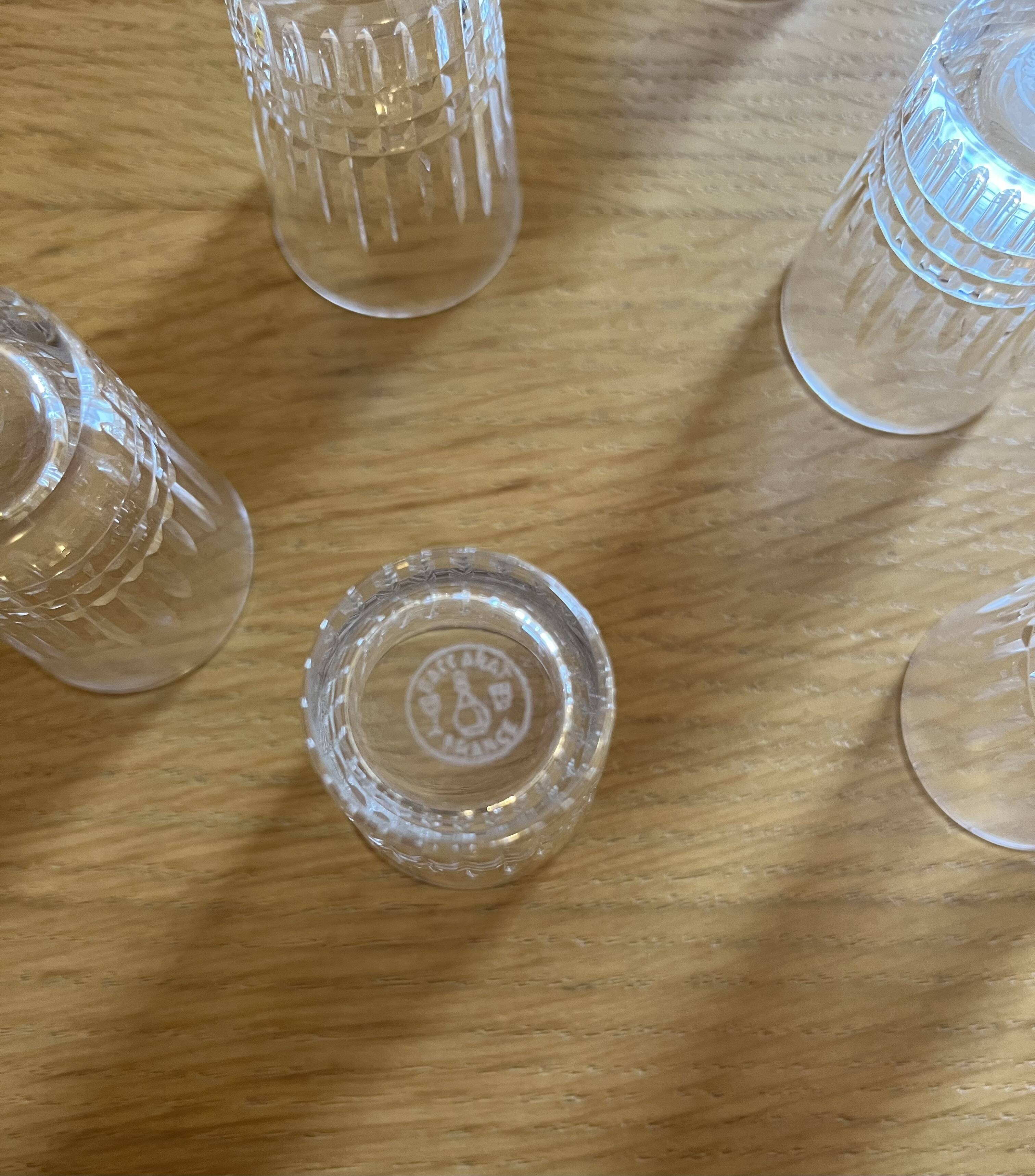 Baccarat liqueur set, glasses, and stand. Rare item.