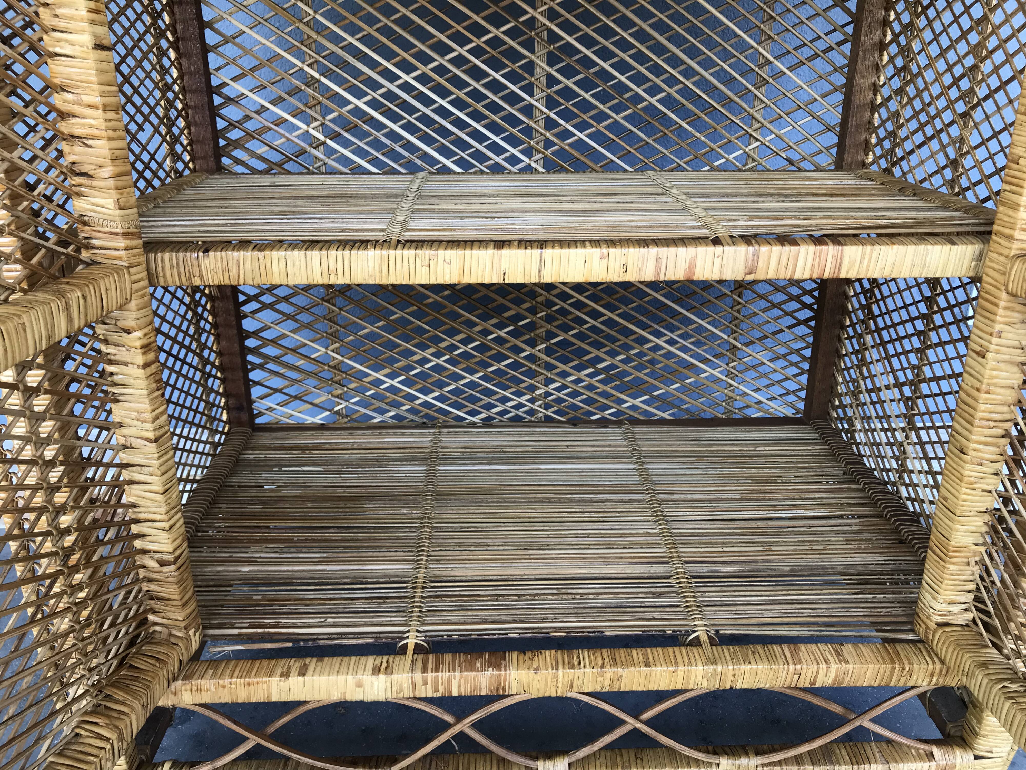 Vintage rattan bookcase