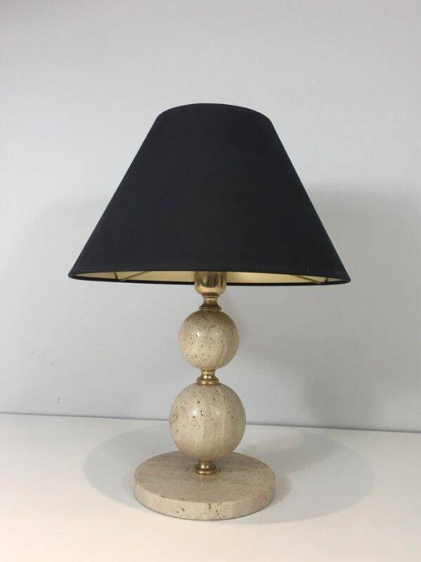 Travertine and brass lamp