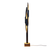 Lampe de sol sculpturale en bois massif, design collectible YEARNING en noir