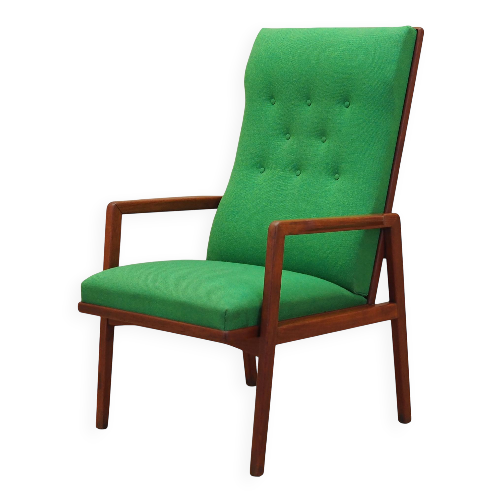 Teak green armchair, Danish design, 1970s, production: Denmark