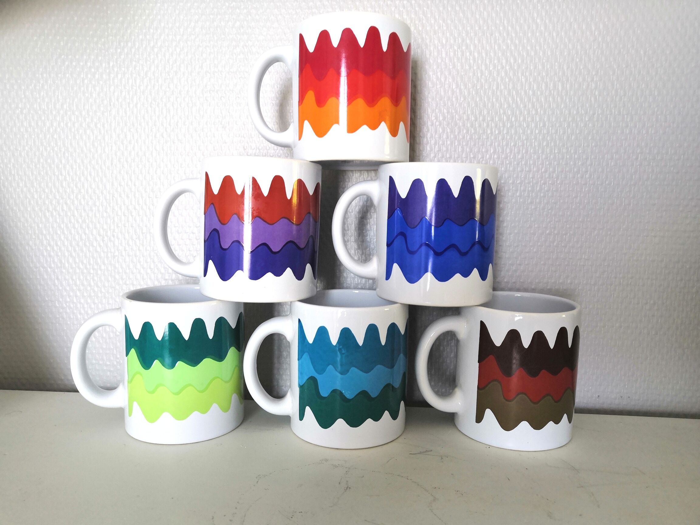 Series of 6 mugs design waecht ersbach 70s