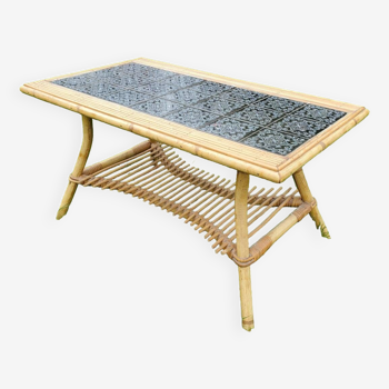 Table basse en rotin et bambou