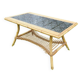 Table basse en rotin et bambou
